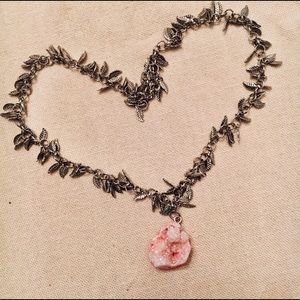 Pink geode choker